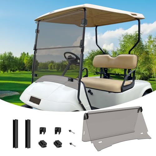 CartClan EZGO TXT Windshield EZGO Golf Cart Windshield Fit for 1995-2013 EZGO TXT PDS DCS Golf Carts UV and Impact Resistant Foldable Golf Cart Windshield with Clips
