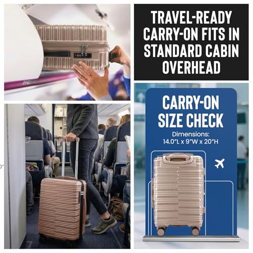 Image of IZOD Romeo 20 Inch Carry-On Expandable Hardside Luggage, Rose Gold