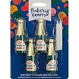 Champagne Bottle Cake Candle Holders with Candles - 4 ct…