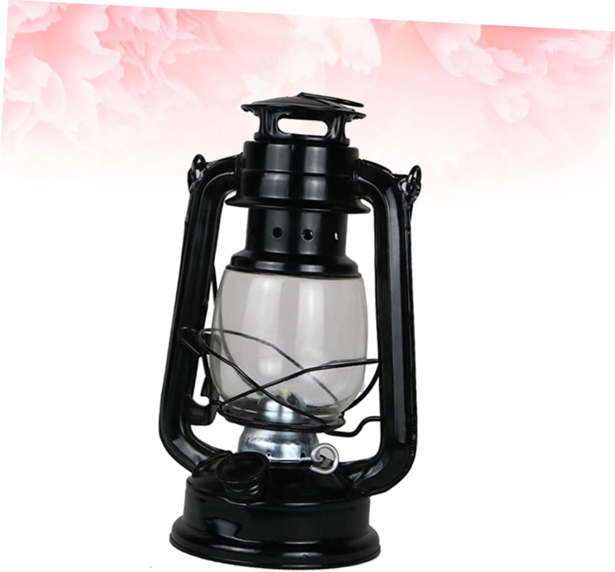 Luxshiny 2pcs Vintage Iron Kerosene Lamp Set Portable Camping Lanterns for Outdoor Use Black Antique Design for Home Decor and Emergency Lighting