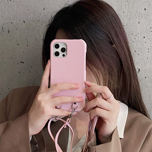 Coque avec lanière iPhone 7 en cuir rose parfaite pour vos sorties urbaines