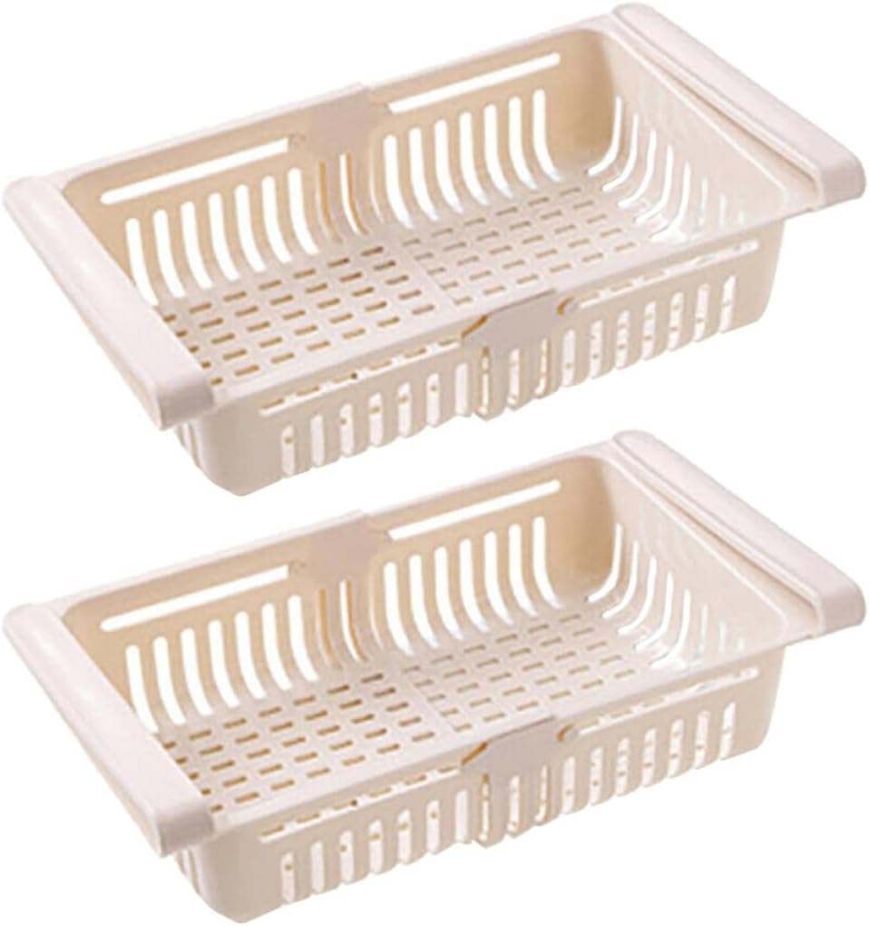 2pcs Retractable Refrigerator Storage Box PP for Kitchen Organization