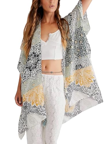 Image of Spicy Sandia Kimonos for Women Floral Beach Cover Up Loose Swimsuit Bathing Suit Coverup Cardigan for Summer Swimwear