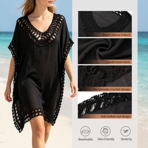 Image of Bathing Suit Cover Up for Women,V-Neck Summer Swimsuit Coverups Loose Swimwear Beach Dress for Pool Sea Party