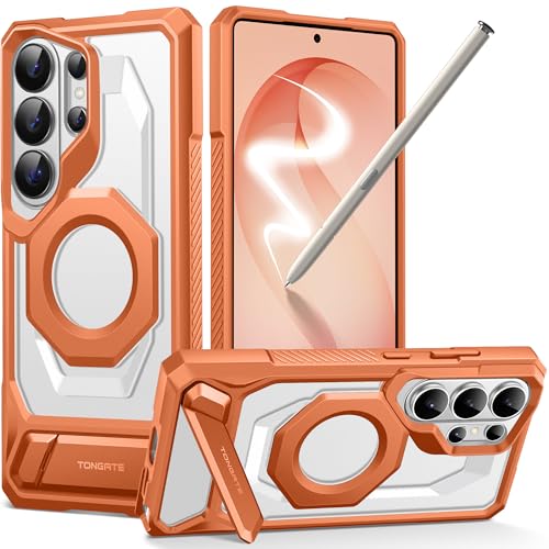 TONGATE Magnetic for Samsung Galaxy S26 Ultra Case with Stand and Privacy Screen Protector, Compatible with MagSafe, TPU Non-Slip Military Grade Protection Shockproof Phone Case for S26 Ultra, Orange by TONGATE - Used condition - Image 9