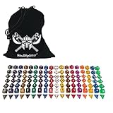 Skull Splitter Dice- One Pound Bag of Dice- 126 Polyhedral RPG Bulk Dice- 18 Complete Sets of 7 Dice - Velvet Dice Bag