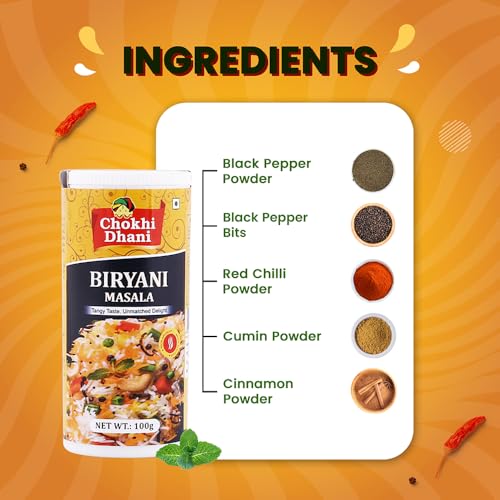 Image of Chokhi Dhani Biryani Masala Powder 100g | Hyderabadi & Lucknowi Style Biryani Spice Mix | Authentic Dum Biryani Masala | Aromatic Indian Rice Masala for Veg & Chicken Biryani | No Artificial Colours