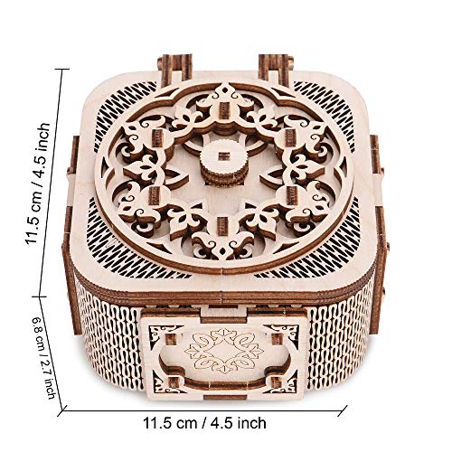 GuDoQi 3D Wooden Puzzle, Treasure Box with Music, Mechanical Model Kit to Build, Wood Craft Kit for Teens and Adults, DIY Assembly Toy, Gifts for Birthdays and Christmas