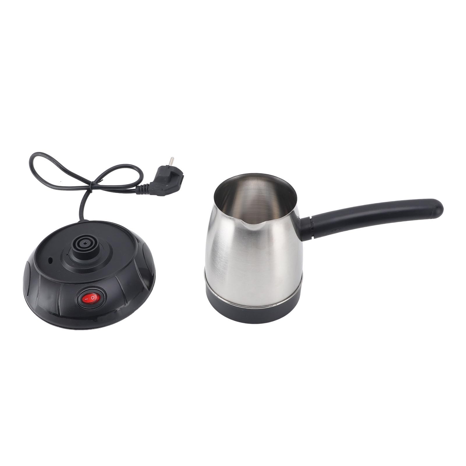 Fdit Caffettiera Turca Elettrica da 500 ML, Caffettiera con Base Antiscivolo, Bollitore per caffè in Acciaio Inossidabile con Manico Rimovibile per Domestica, Tè, Latte, Spina