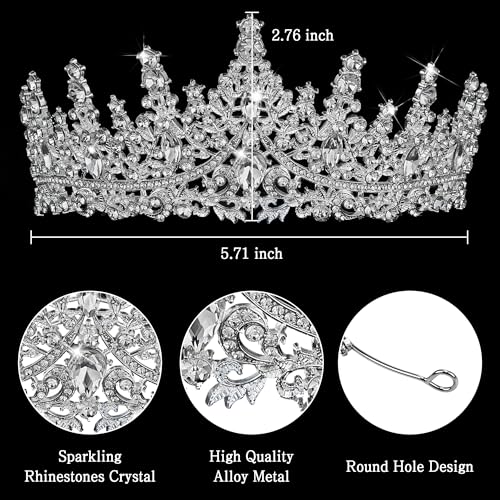 Image of Fesciory Birthday Crown for Women, Gold Plated Crystal Tiara with Sash