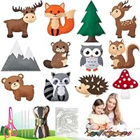 Graplan 12 PCS Sewing Kit for Kids, Animal Shapes Felt Sewing for Children Aged 6 and up, Felt Forest Animals Craft Set, Animals Sewing Kit, Sewing Kits for Children DIY Art Craft for Cuddly Toys