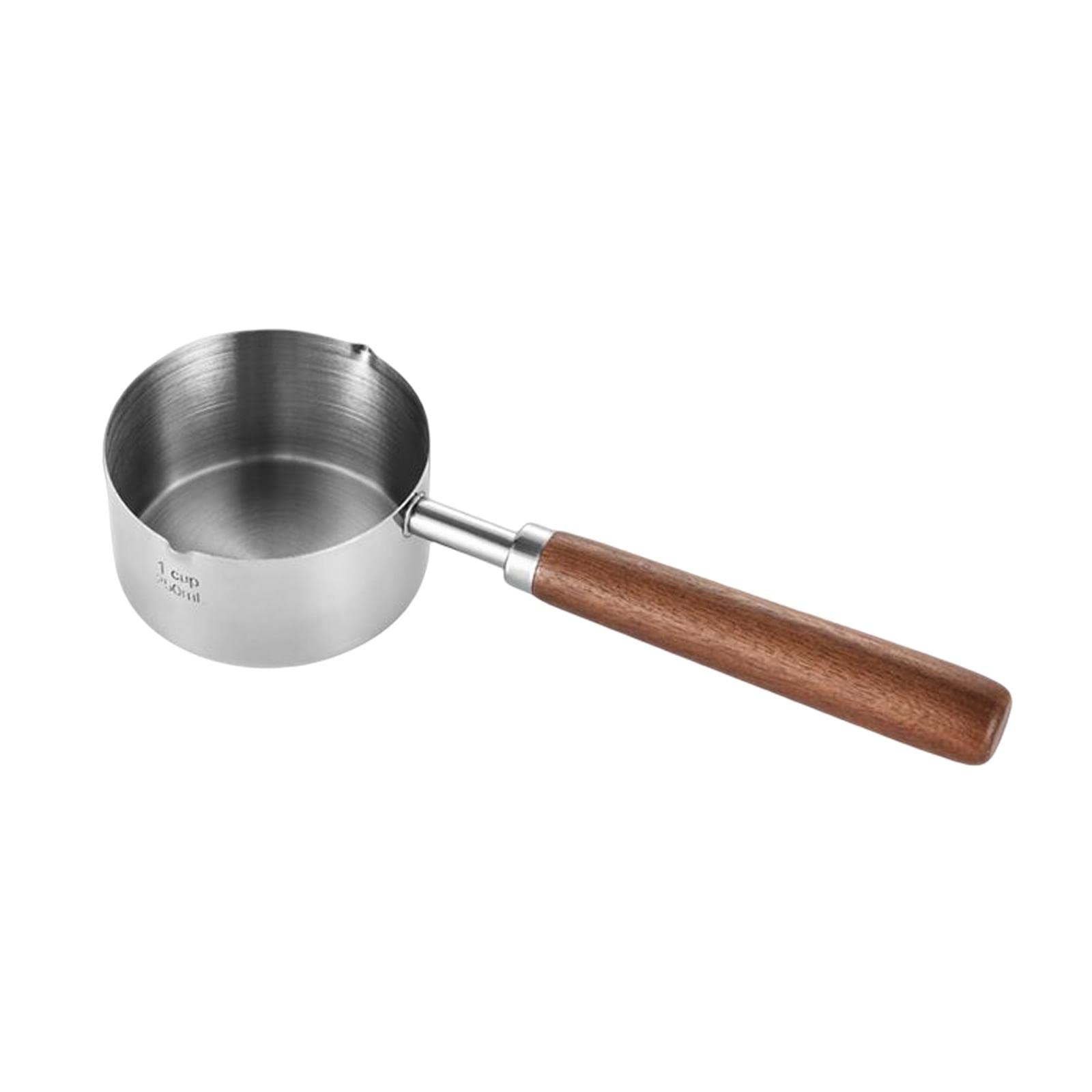 Mini Casserole Acier Inoxydable 11.5 Cm Or Rose - Chauffe-Beurre Avec Bec Verseur Et Poignée Bois