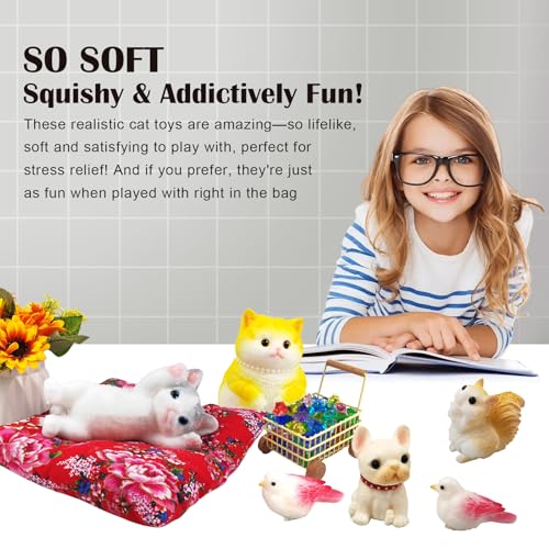 Image of Big Hand Painted Cat Squishy Toys,Large Cute Ultra Soft Kitty Squeeze Fidget Toys for Stress Relief ,Kawaii Squishies Sticky Animal Toys for Adults Kids,Decompression Sensory Balls Toys for Autism
