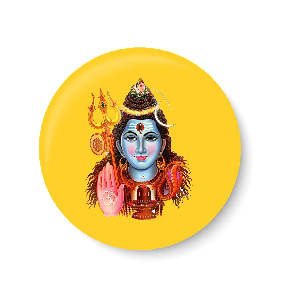 PEACOCKRIDE Lord Shiva Pin Badge (Metal, Multicolor, 75mm)