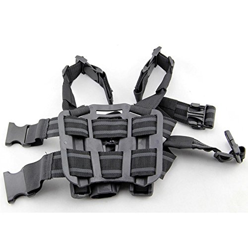 LIVIQILY Tactical Leg Holster Right Hand Paddle Thigh Belt Drop Pistol Gun Holster w/Magazine Torch Pouch for G17 19 22 23 31 32 (Black) - Thumbnail 3