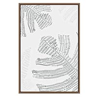 SIGNWIN Framed Canvas Wall Art Tropical Leaves Geometric Patterns Digital Art Modern Art Contemporary Relax/Calm Black and White for Living Room, Bedroom, Office - 16