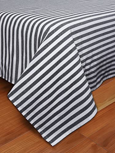 Image of AIRWILL, 200GSM Handloom Cotton Double Bedsheet with 2 Pillow Covers (Candy Stripe Black)