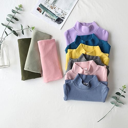 Betadog Girls Turtleneck Sweater Kids Casual Long Sleeve Pullover Tops Long Sleeve Turtleneck Solid (Grey, 6-7 Years)3