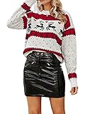 BerryGo Women's Christmas Knited Pullover Ugly Holiday Reindeer Sweater Red M
