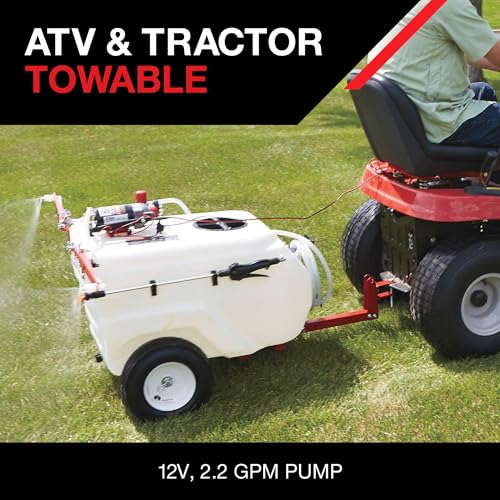 NorthStar Tow-Behind Trailer Boom Broadcast and Spot Sprayer - 31-Gallon Capacity, 2.2 GPM, 12 Volt DC