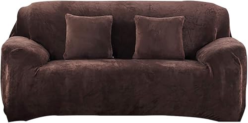 Miniatura 15 de Funda de terciopelo ultrasuave para sofá de colores lisos, elastano elástico para sofá biplaza protección de muebles, fundas antideslizantes a