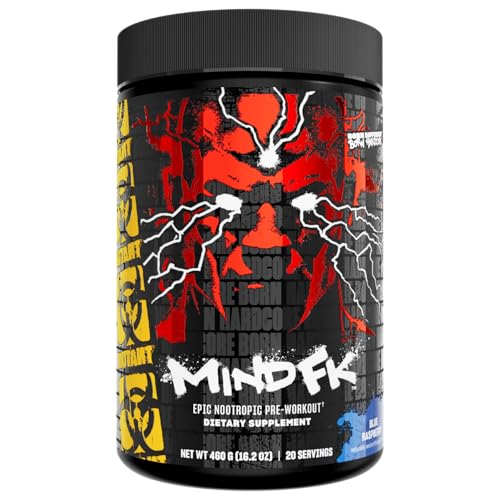 Mutant Mind FK - Epic Nootropic Pre-Workout - Brain Supplement for Mental Focus - 20 Serve - Blue Raspberry - 460g
