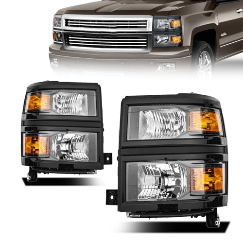 QLLUYTR Front Headlight Assembly for 2014-2015 Chevy Silverado Pickup - Replacement Headlamp Front Bumper Lights