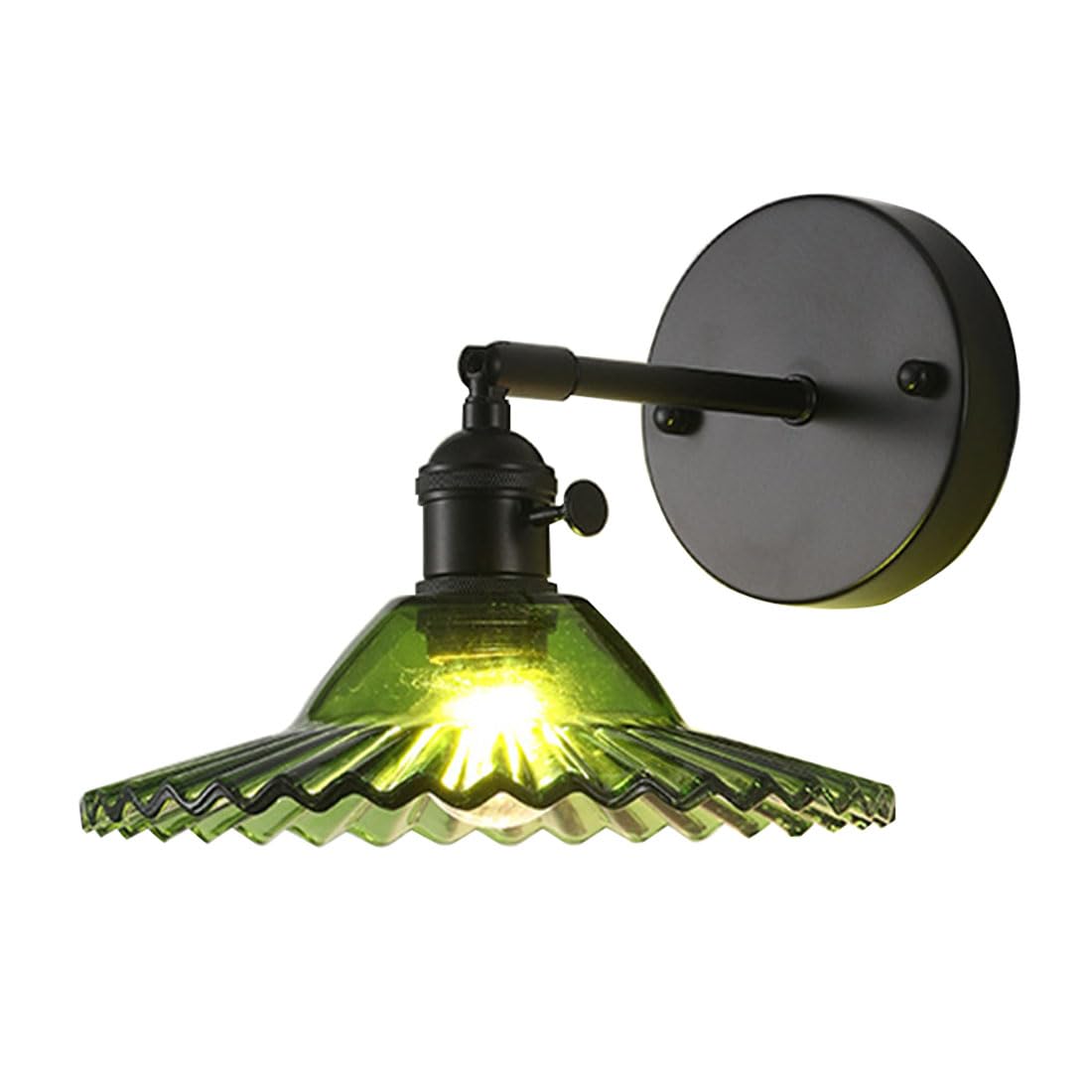 HUAYUSEDF Vintage Wall Sconce Indoor Modern Bedside Lamp with Glass Lampshade Retro Style Lights for Bedroom, Living Room, Porch, Entryway and Dining (Amber)(Green)