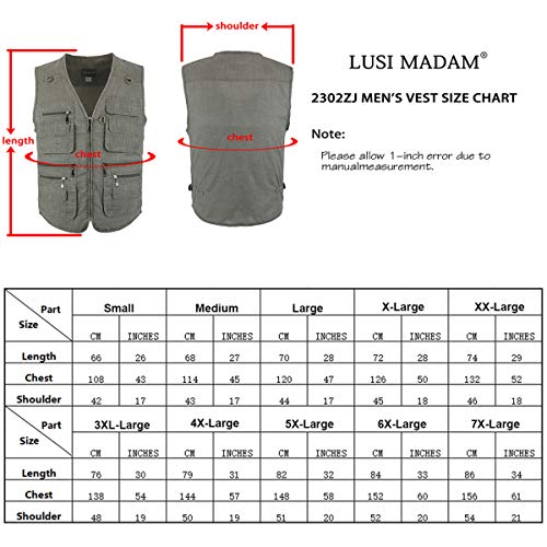 Lusi Madam Men's Summer Outdoor Work Fishing Hunting Utility Linen Vest With Pockets Small B-Blue #TOP6
