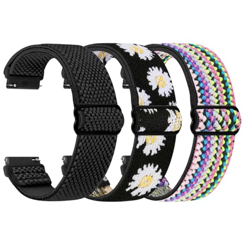 TumpCez Elastische Uhrenarmbänder 16mm 18mm 19mm 20mm 22mm 24mm Schnellverschluss Nylon Armband Verstellbare Aatmungsaktive Sportbänder Ersatzarmband für Herren Damen