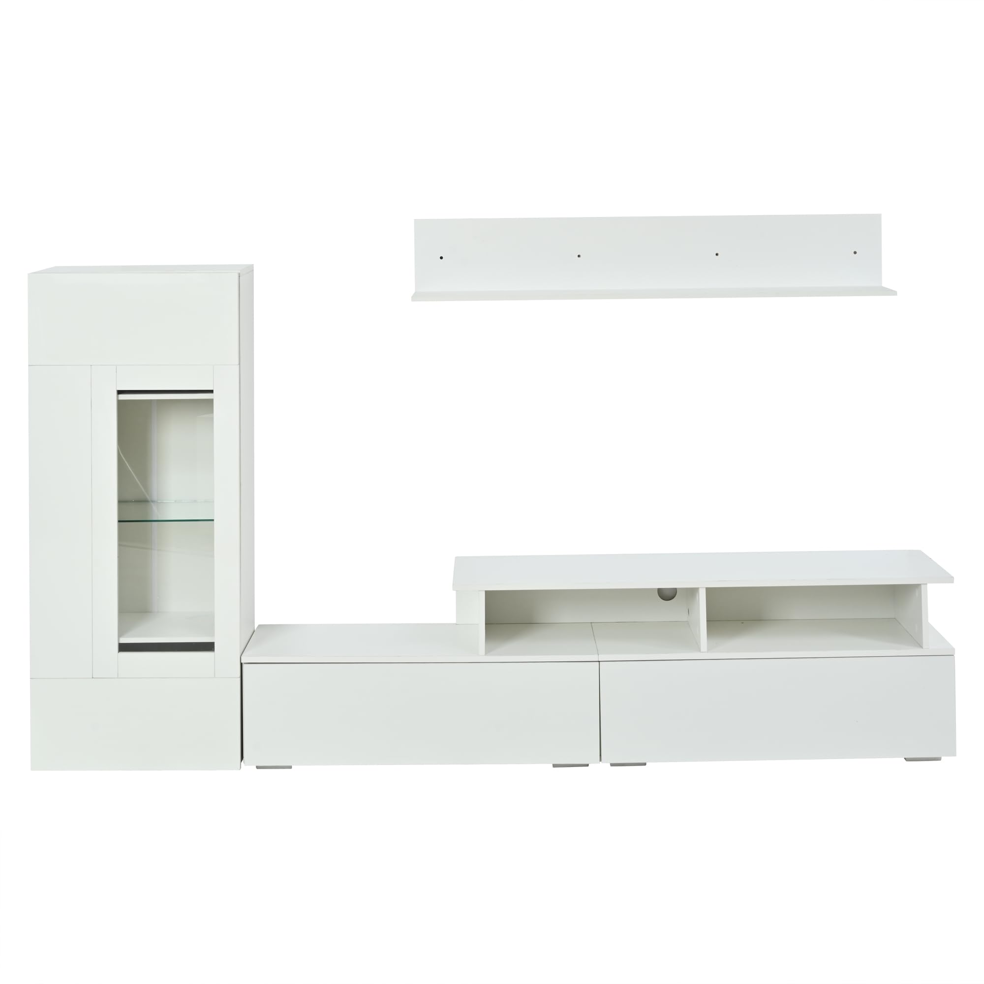 Set di mobili da soggiorno per TV da 3 pezzi con illuminazione LED, mobili da soggiorno ad alta luminosità, mobile frontale per TV, 1 mobile per TV, 1 mobile vetrina per soggiorno, scaffale