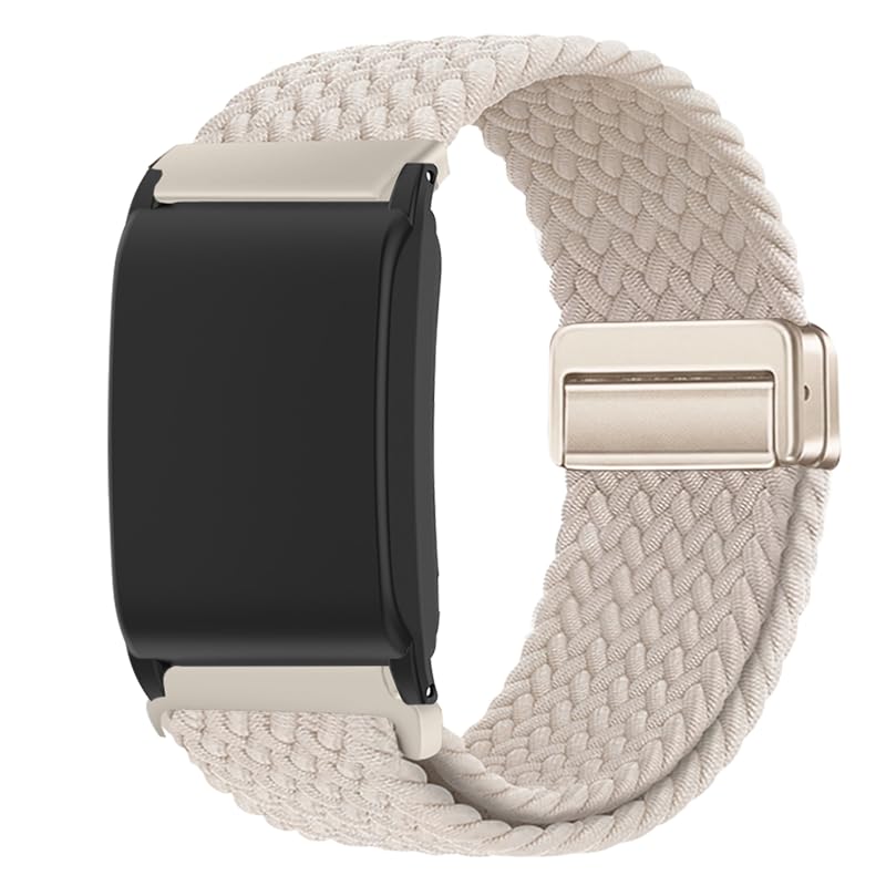 VESECCON Woven Nylon Strap with Full Coverage Case for Whoop 5.0/4.0 Matte Finish Enclosure and Magnetic Clasp Breathable Sport Band Replacement Kit (Starlight)