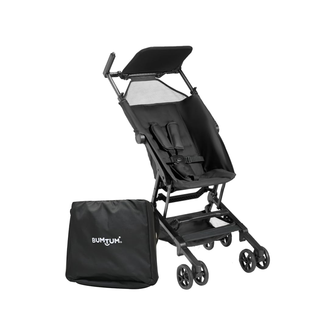 BUMTUM Ultra Compact Foldable Baby Stroller/Pram for 6 to 36 Months, Adjustable Backrest, 360°Swivel Wheel, Storage Basket, Fixed in A Bag| Travel Friendly for Toddler & Kids(Black)-image-21