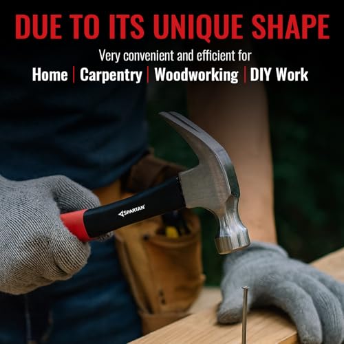 Image of Spartan 8-in-1 Multi-Purpose Screwdriver Kit with Heavy Duty Claw Hammer & Nail Puller | Forged Steel Head | Fibreglass Anti-Slip Handle | Tool Kit for Carpentry, Home Repair & DIY | Combo Kit
