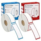 1000 PCS Blank Removable Freezer Labels with Dispenser - 1' x 3' Food Labels for Containers Jars Storage, Easy to Peel Off, No Residue (Blue+ Red)