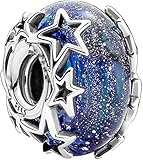 DonBuLa Blue Star Murano Charms for Women's Bracelets & Necklaces in 925 Sterling Silver,Mother's Day Christmas Jewelry Gifts for Women