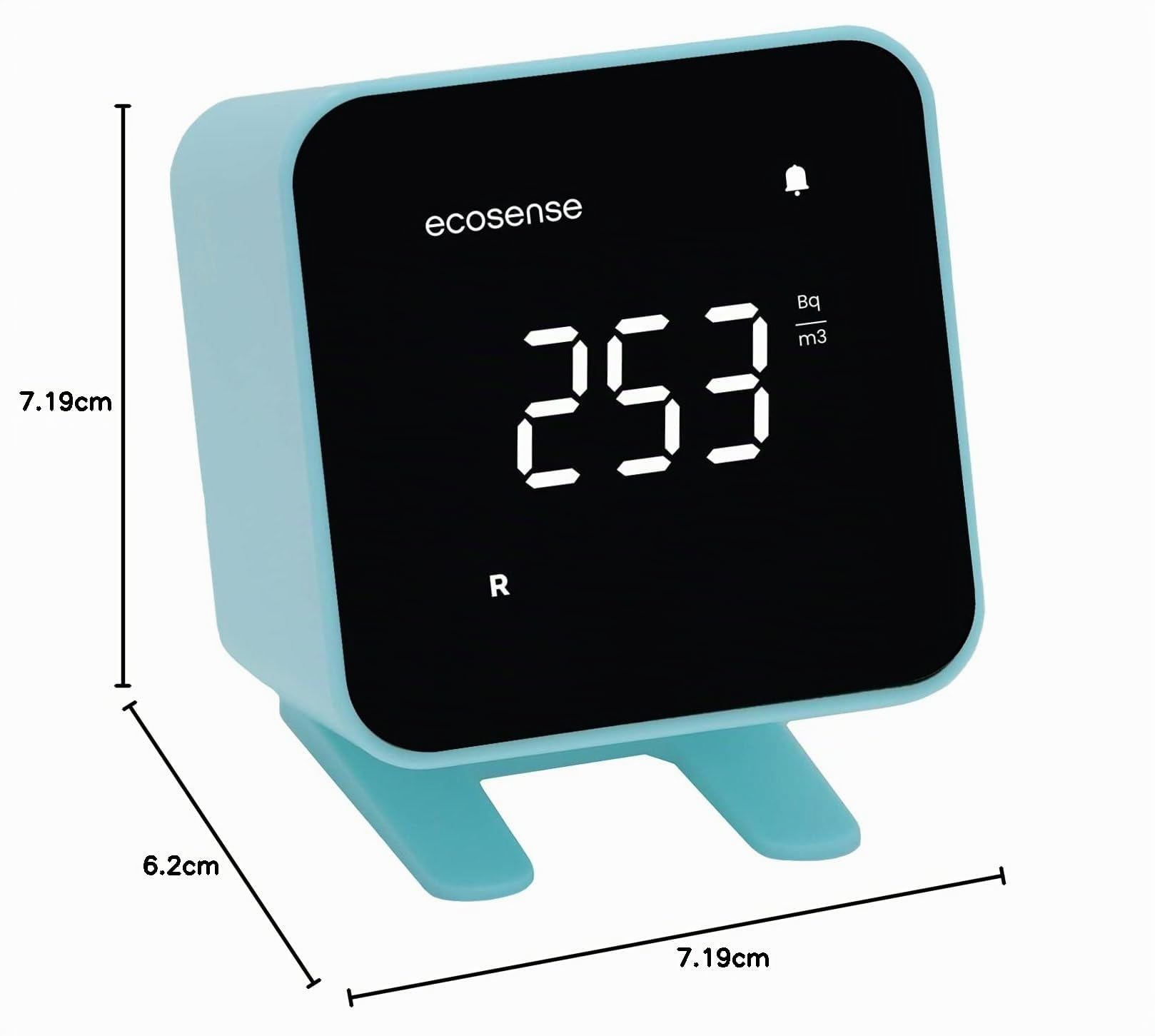 Ecosense EB100 EcoBlu, Detector de radón doméstico, captura y visualización de resultados cada 10 minutos, monitoreo continuo a corto y largo plazo, fácil de usar