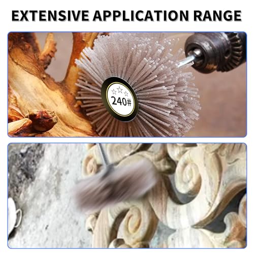 Brosse abrasive nylon grain 180 avec tige 6mm pour décapage de rouille, lot de 2 - 5