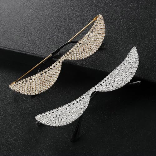 Fashion Crescent Rhinestone Eyeglass Frames Women bling Accessories Geometric Full Crystal Jewelry Eyewear Decoration3