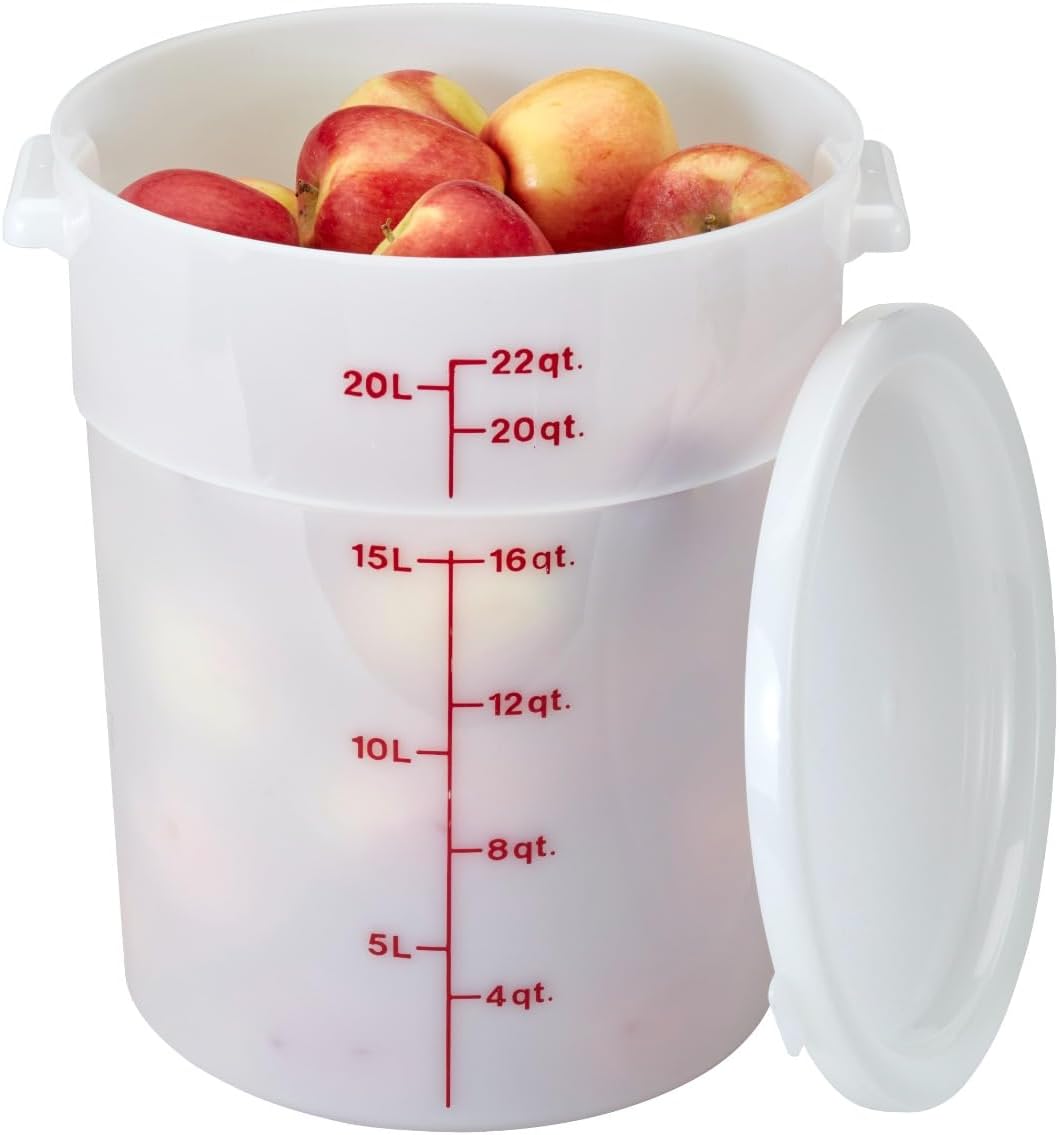 Cambro RFS22148 White Poly Round 22 Qt Storage Container (5-(Pack)