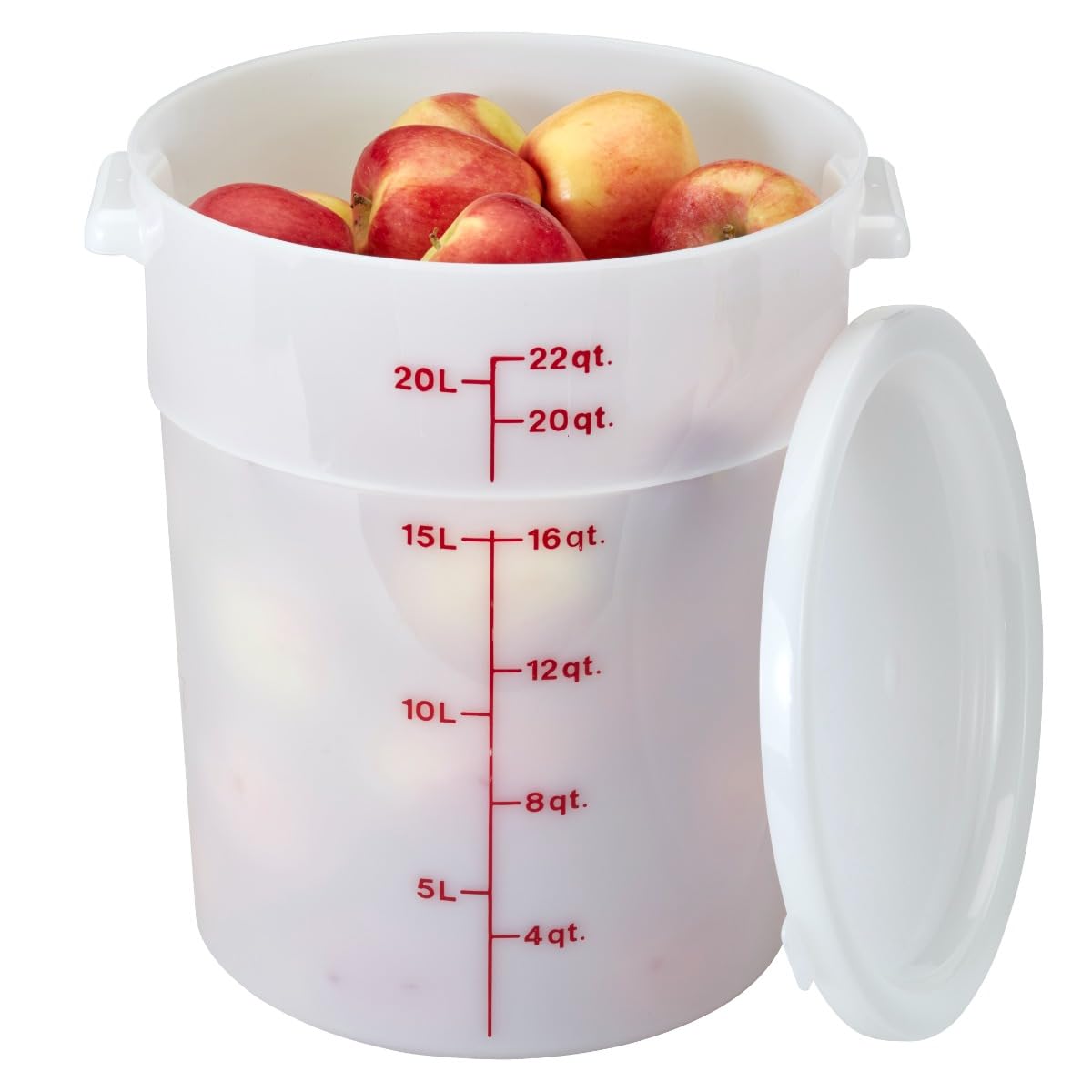 Camtainer Cambro RFS22148 White Poly Round 22 Qt Storage Container (5-(Pack)
