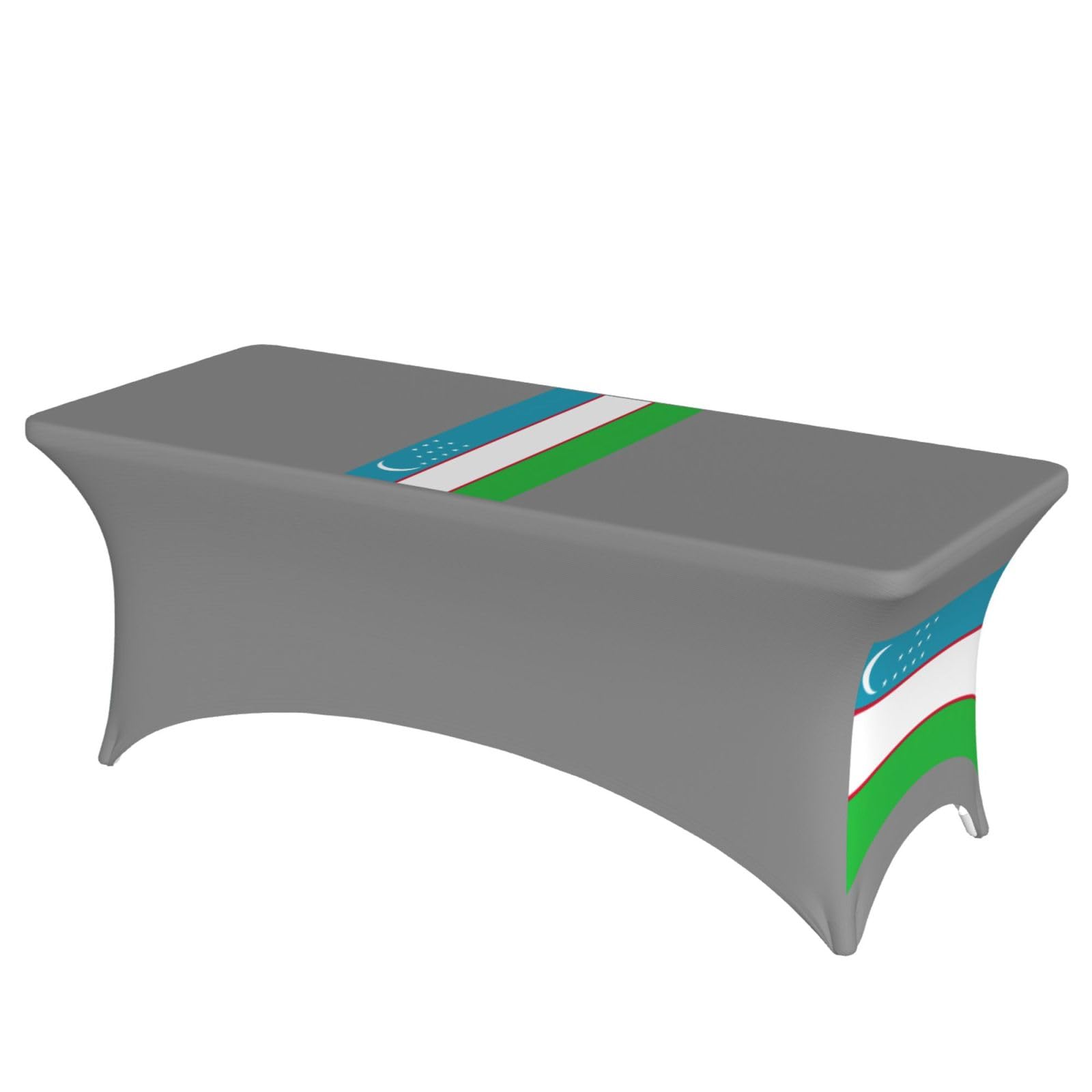 AYYQWE Flag Of The Republic Of Uzbekistan Print Elastic Rectangular Tablecloth For Banquet Outdoor Picnics Office Table Cover