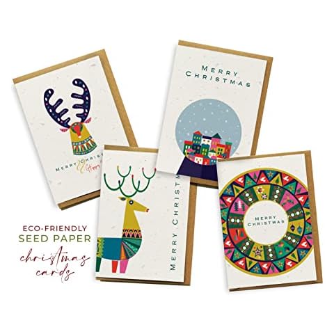 Eco-Friendly Biodegradable Seed Paper Greeting Card Xmas Christmas Multi Pack - Scandi Cover