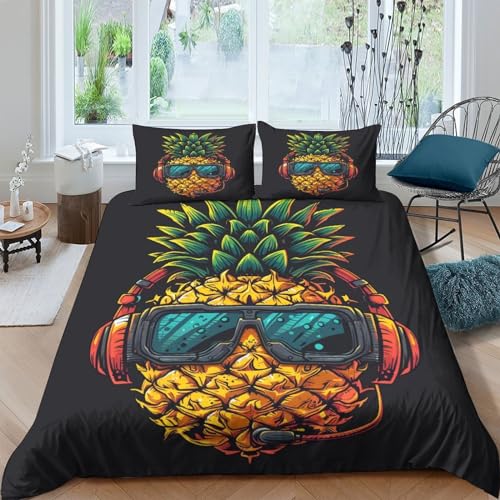 Pineapple-for-Boys-Girls-Duvet-Cover-3D-Print-Colour-Printing-Comforter-Covers-Quilt-Cover-Bedding-Set-with-Pillow-Cases-Soft-Microfiber-with-Zipper-Closure-3-Pieces-Full203x228cm 51p4CIOgAeL