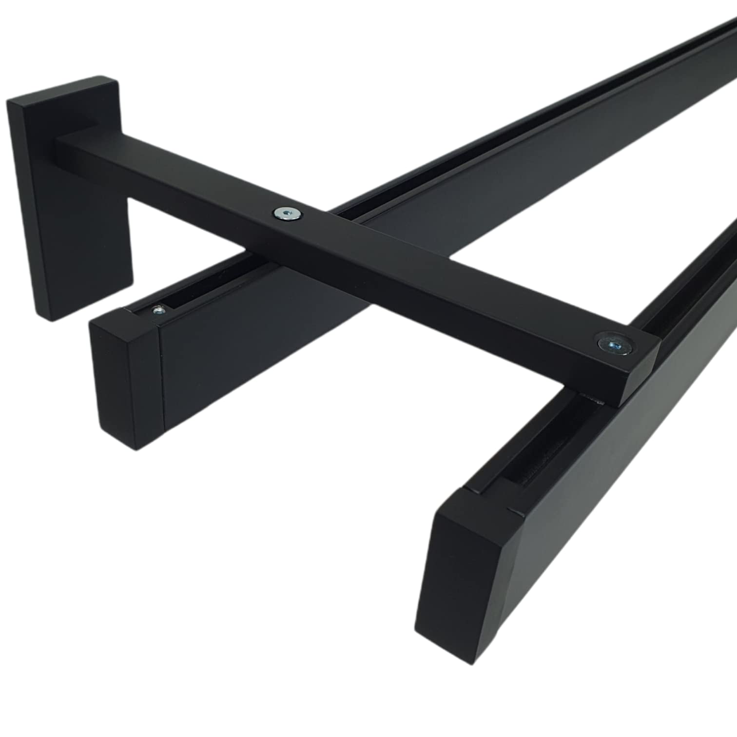 Globalcorporation Bastone Per Tenda Nero Minimal a Soffitto e Parete Doppio o Singolo Bastoni Moderni Binari da tende Scorritenda Riloga Zineffa Tendaggi Alluminio kit(140 Centimetri A Parete,NERO)