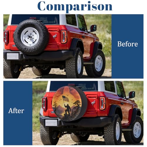 Image of Bigfoot American Flag Spare Tire Cover Wheel Covers Protectors Waterproof Dust-Proof Universal Fit Trailer, RV, SUV and Many Vehicle 15 Inch,C-01