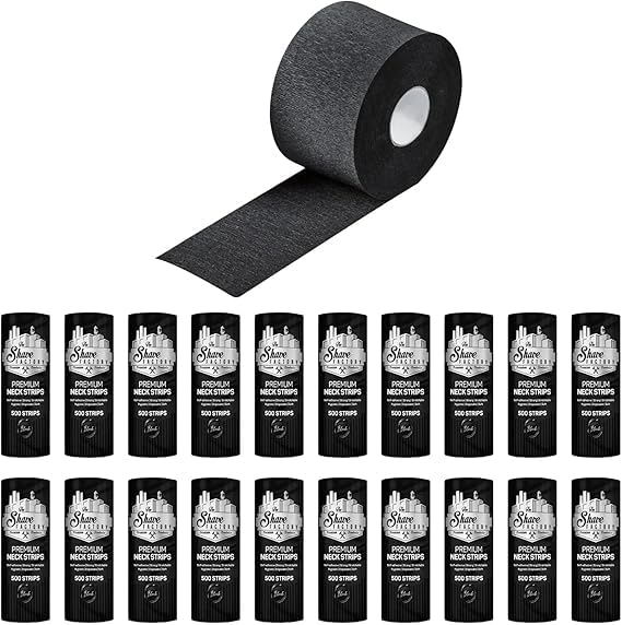 Halskrause Schwarz 1 Stange mit 5 Rollen je 100 Blatt - Dehnbares Neck Paper für Friseure - Einweg Nackenpapier für Haarschnitt & Rasur 20 Stück