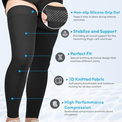 KEKING Full Leg Compression Sleeves, 20-30mmHg Graduated, Unisex, Running - 2