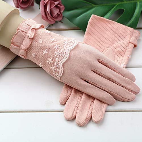 LINGLINGGLOVES UV Sunscreen Gloves Non-slip Elastic Touch Screen Drive Sunshade Sunscreen Gloves Take Care Of Your Hands (Color : Pink, Size : One size)