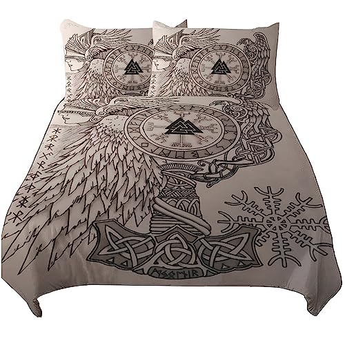 Parure de lit Valknut viking à offrir, ensemble housse de couette imprimée de runes 3D - 2